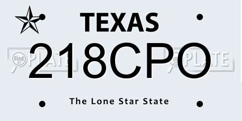218CPO Texas License Plate