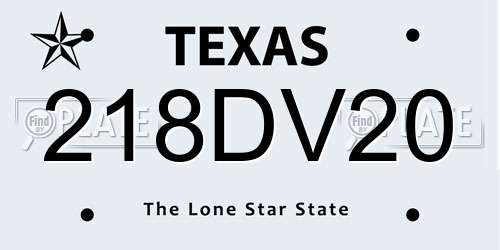 218DV20 Texas License Plate