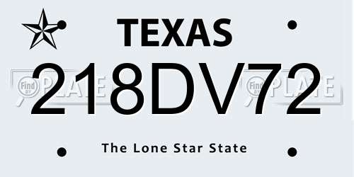 218DV72 Texas License Plate
