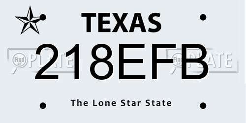 218EFB Texas License Plate
