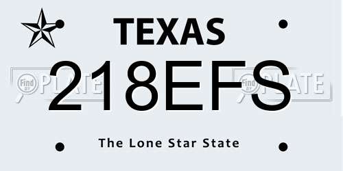 218EFS Texas License Plate