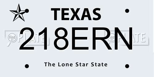 218ERN Texas License Plate