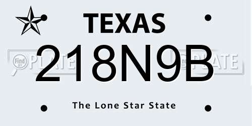 218N9B Texas License Plate
