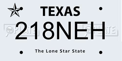 218NEH Texas License Plate