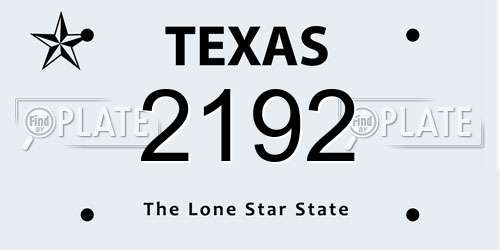 2192 Texas License Plate
