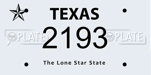 2193 Texas License Plate