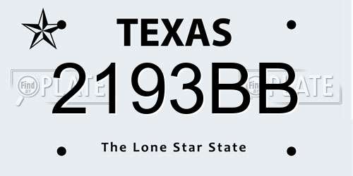 2193BB Texas License Plate