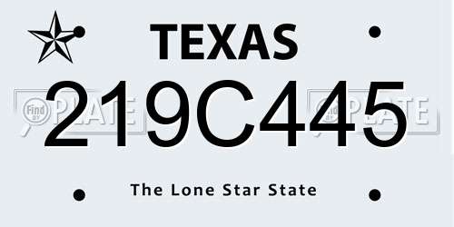 219C445 Texas License Plate