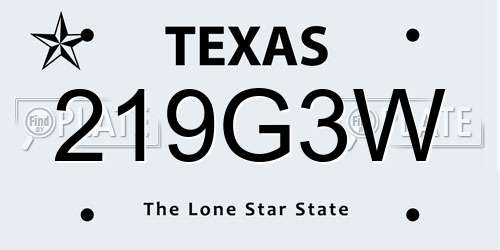 219G3W Texas License Plate
