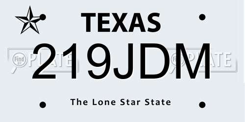 219JDM Texas License Plate