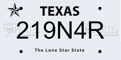 219N4R Texas License Plate