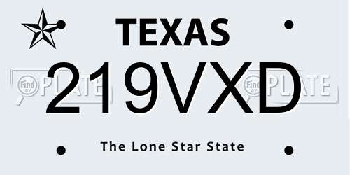 219VXD Texas License Plate