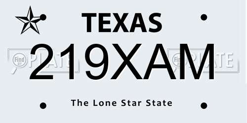 219XAM Texas License Plate