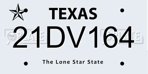 21DV164 Texas License Plate