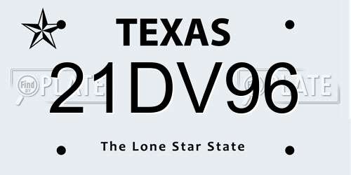 21DV96 Texas License Plate