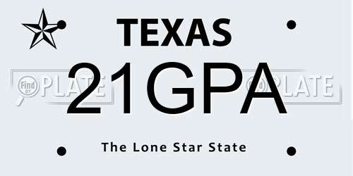 21GPA Texas License Plate