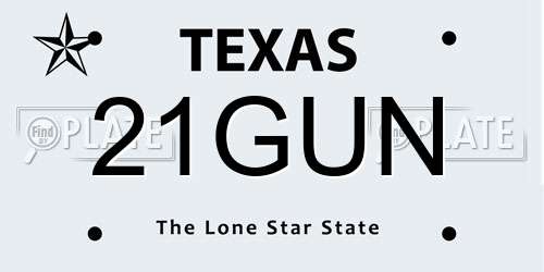 21GUN Texas License Plate