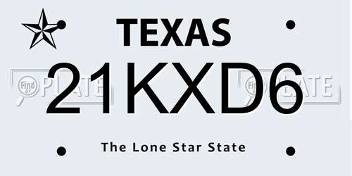 21KXD6 Texas License Plate