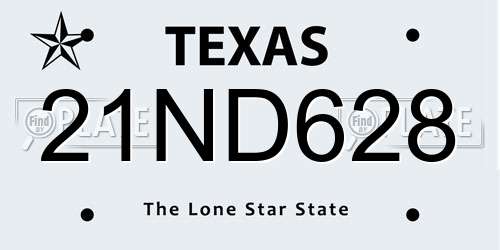 21ND628 Texas License Plate
