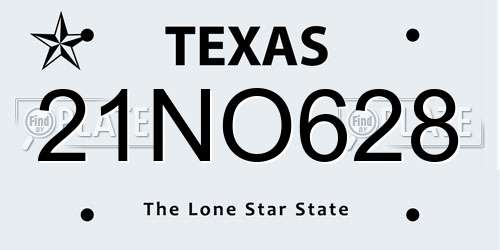 21NO628 Texas License Plate