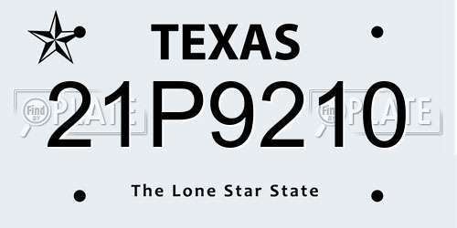 21P9210 Texas License Plate