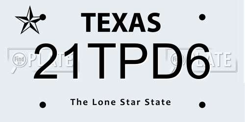 21TPD6 Texas License Plate