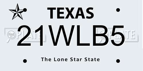 21WLB5 Texas License Plate