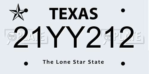 21YY212 Texas License Plate