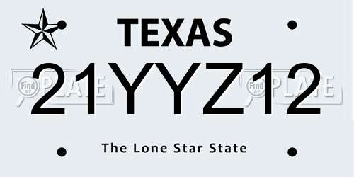 21YYZ12 Texas License Plate