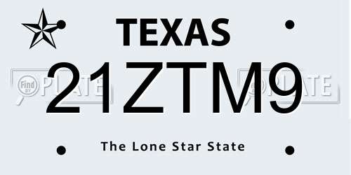 21ZTM9 Texas License Plate