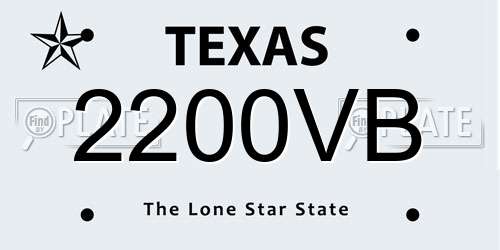 2200VB Texas License Plate