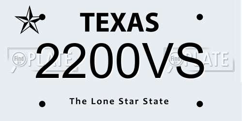 2200VS Texas License Plate