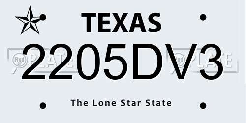 2205DV3 Texas License Plate