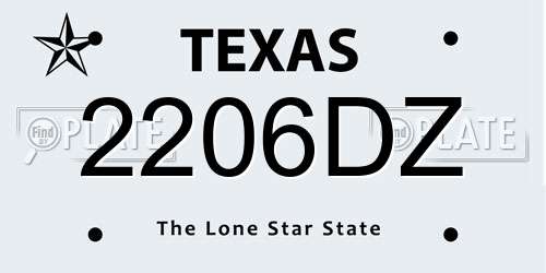 2206DZ Texas License Plate