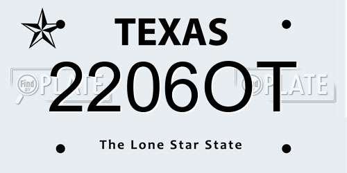 2206OT Texas License Plate