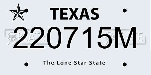 220715M Texas License Plate