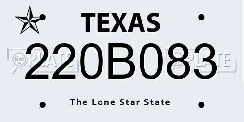 220B083 Texas License Plate