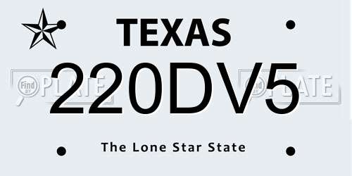 220DV5 Texas License Plate
