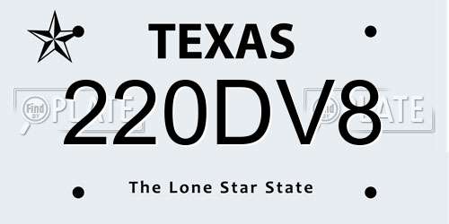 220DV8 Texas License Plate