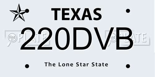 220DVB Texas License Plate
