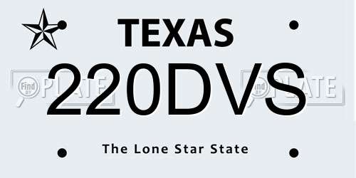 220DVS Texas License Plate