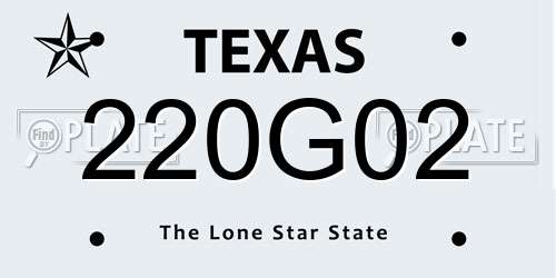 220G02 Texas License Plate