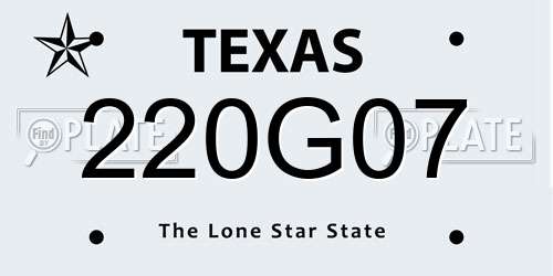 220G07 Texas License Plate