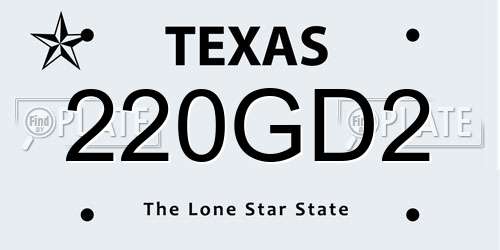 220GD2 Texas License Plate