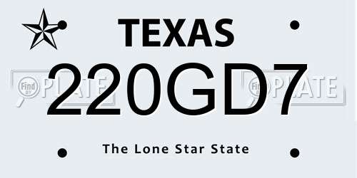 220GD7 Texas License Plate