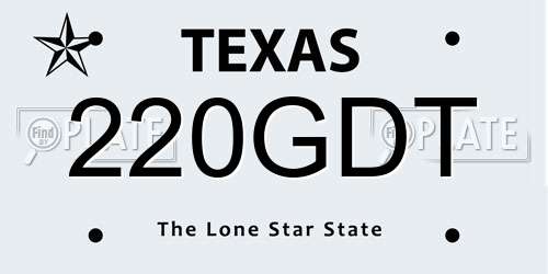220GDT Texas License Plate