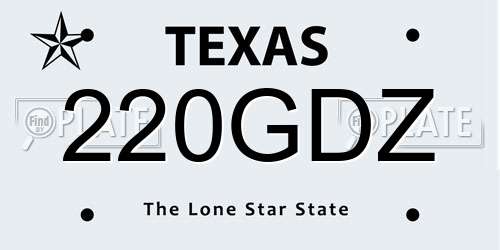 220GDZ Texas License Plate