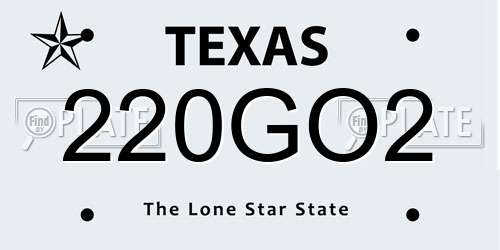 220GO2 Texas License Plate