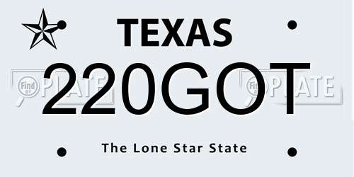 220GOT Texas License Plate