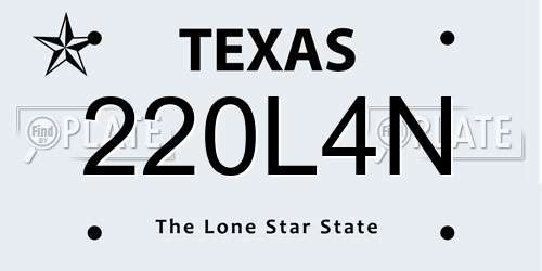 220L4N Texas License Plate